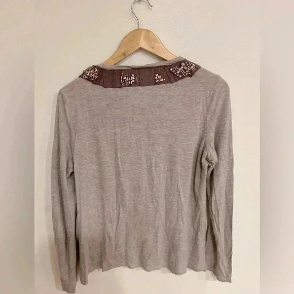 MaxMara WEEKEND jeweled jersey Knit long sleeve top size XL - Picture 3 of 5